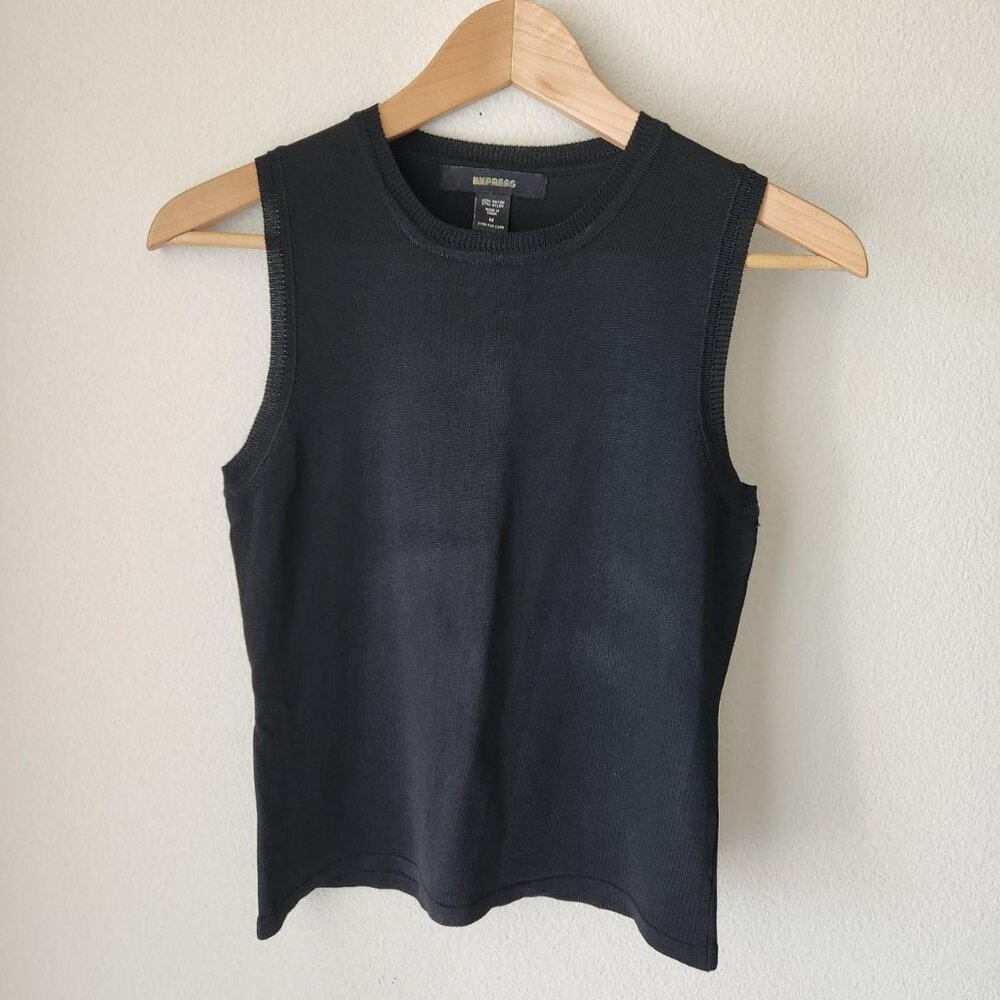90s Express Black Sleeveless Ribbed Tank Top